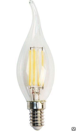 Лампа светодиодная LED 5вт Е14 белый свеча на ветру Filament LB-59 Feron
