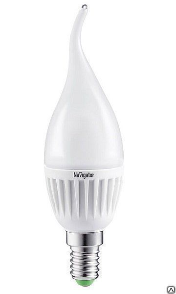 Лампа светодиодная LED 5вт E14 теплый матовая свеча на ветру Navigator