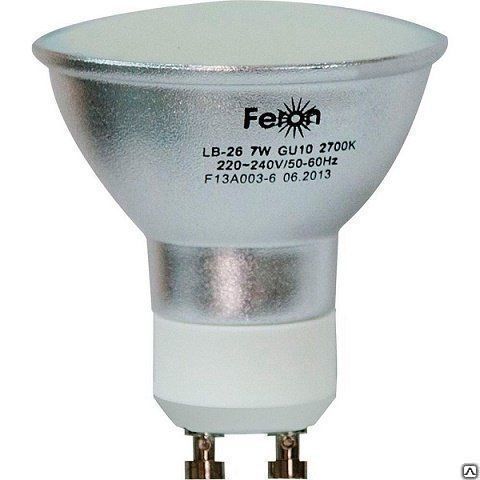 Лампа светодиодная LED 7вт 230в GU10 дневная LB-26 80LED Feron