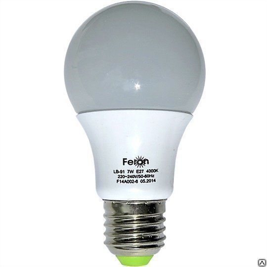 Лампа светодиодная LED 7вт Е27 белая LB-91 Feron