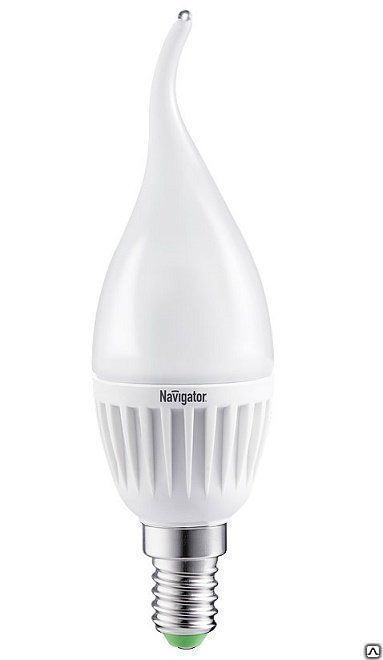 Лампа светодиодная LED 7вт E14 теплый матовая свеча на ветру Navigator