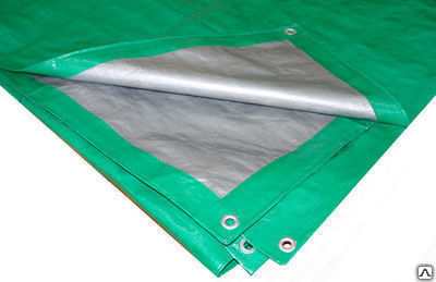 Тент полиэтилен тарпаулин полотно 2*50(120 гр/м2, зеленый/серебро