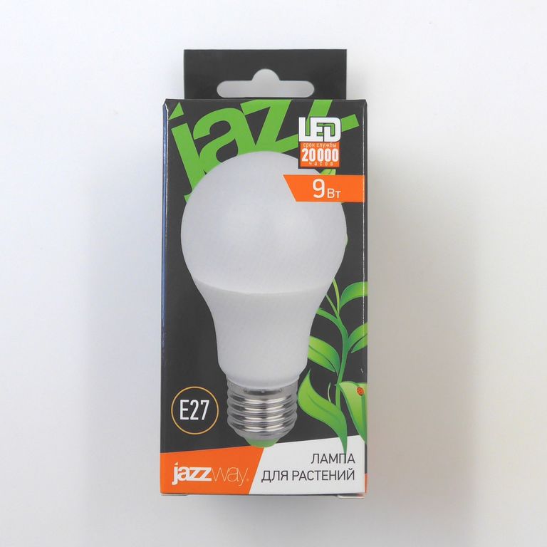 Лампа светодиодная LED 9W A60 Е27 для растений (Фитолампа) JazzWay