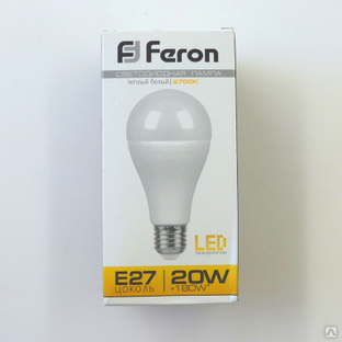 Лампа LED 20вт А60 теплая 230в Feron 