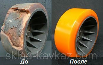 Восстановление полиуретанового покрытия колес и роликов для складской техни