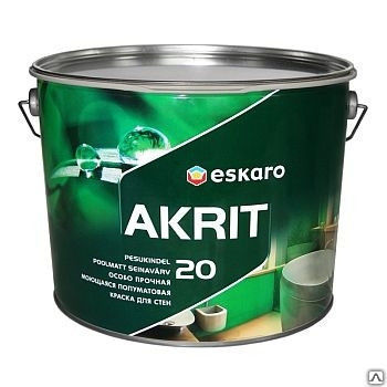 Краска Eskaro AKRIT 20 особо прочная моющаяся полуматовая 9,5 л (14 кг)