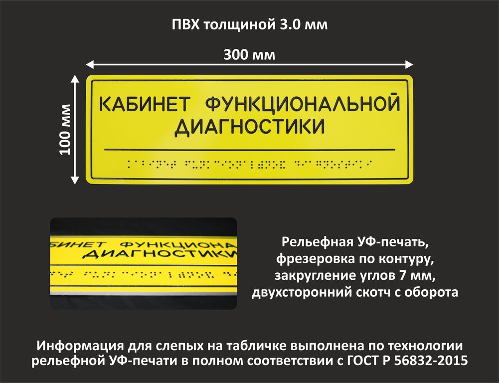 Табличка с дублирующей тактильной информацией шрифтом Брайля