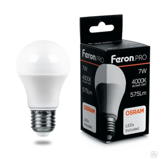 Лампа светодиодная LED 9вт Е27 дневной Feron.PRO OSRAM (LB-1009) 