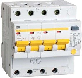 Выключатель автоматический дифференциального тока 4п C 63А 100мА тип AC 4.5кА АД-14 7.5мод. ИЭК MAD1