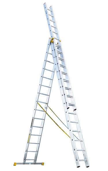 Трехсекционная лестница Alumet 3 х 15 ступеней усиленная