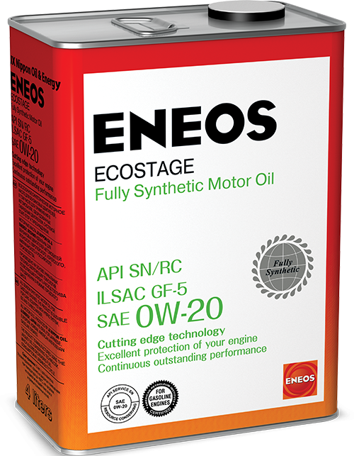 Масло моторное ENEOS Ecostage 0W-20 4 л. 100 % Sint. SN