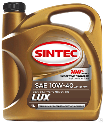 Sintec Масло моторное Люкс SAE 10W-40 API SL/CF 4 л. купить в Санкт ...