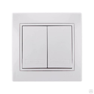 MIRA Выключатель двухклавишный белый с белой вставкой (701-0202-101) 