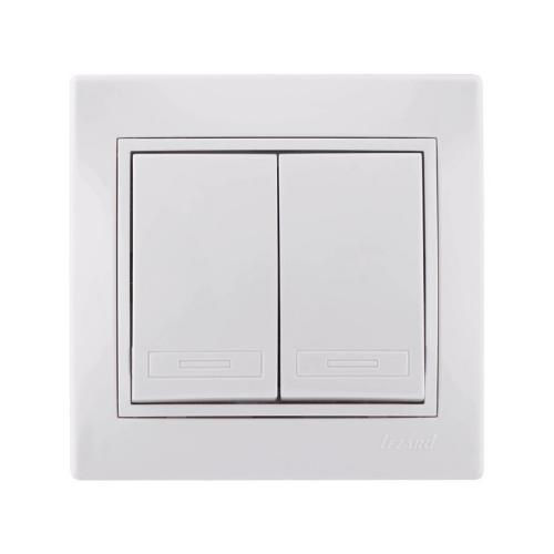 MIRA Выключатель двухклавишный белый с белой вставкой (701-0202-101)