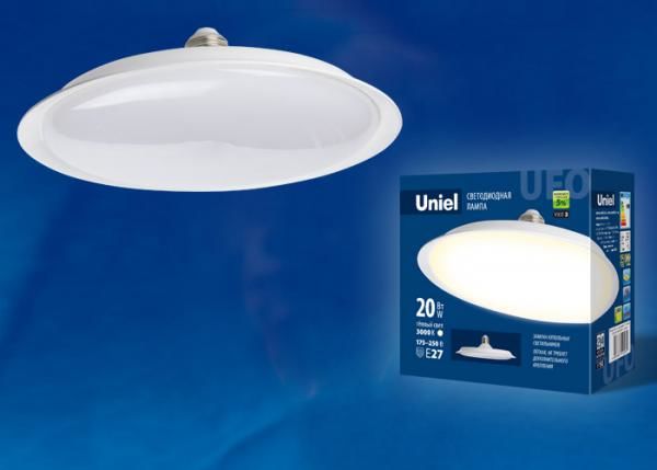 Лампа светодиодная. Форма «UFO» LED-U165-20W/3000K/E27/FR PLU01WH