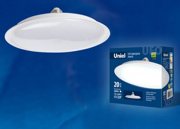 Лампа светодиодная. Форма «UFO» LED-U165-20W/4000K/E27/FR PLU01WH