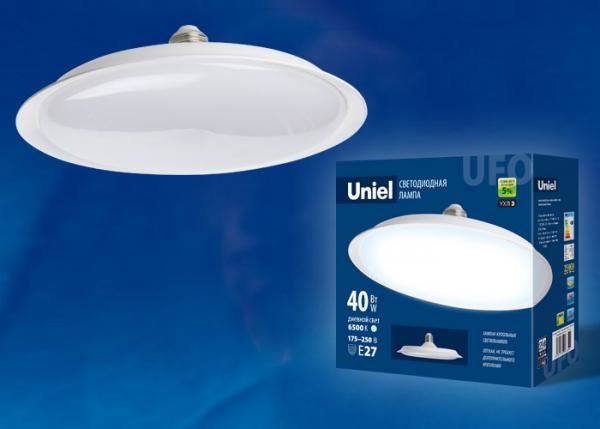 Лампа светодиодная. Форма «UFO» LED-U220-40W/6500K/E27/FR PLU01WH