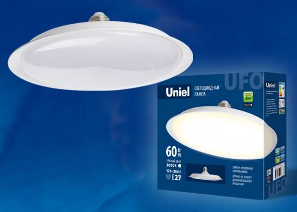 Лампа светодиодная. Форма «UFO» LED-U270-60W/3000K/E27/FR PLU01WH