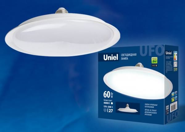 Лампа светодиодная. Форма «UFO» LED-U270-60W/4000K/E27/FR PLU01WH