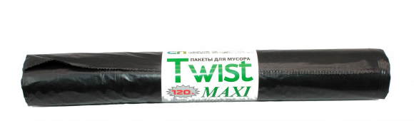 Мешок для мусора "Twist Maxi" ПВД 100л, рулон 10шт (630*1050*0,030мм)