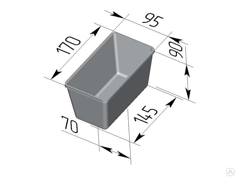 Форма хлебная алюминиевая литая №11-а 170х95х90 мм, 4-секционная