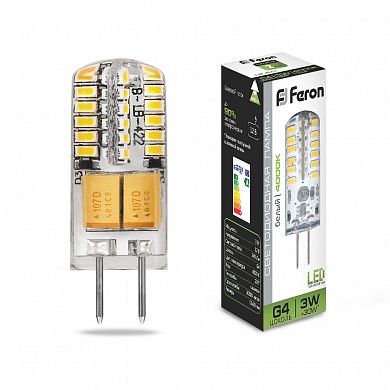 Лампа светодиод. LED 3Вт 12В G4 48LED белый капсульн.(LB-422) FERON 25532