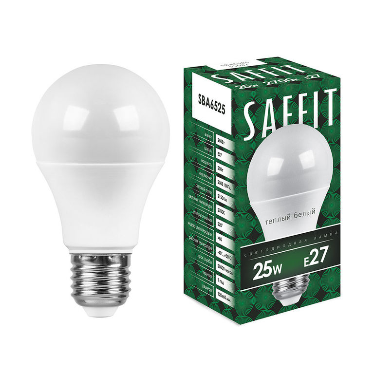 Лампа светодиод. LED 25Вт Е27 2700К SAFFIT SBA6525 55087 тепл.