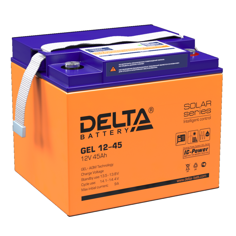 Аккумуляторная батарея Delta Gel 1245 12V, 45Ah