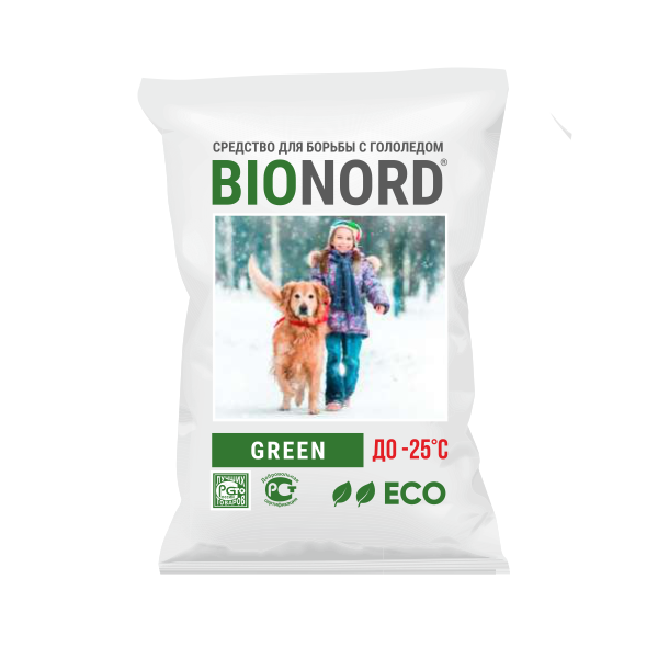 Противогололедный реагент с биофильной добавкой -25 С БИОНОРД GREEN 23 кг О