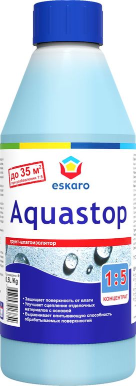 Грунт-концентрат 1:5 акриловый влагоизолятор "Eskaro Aquastop" 0,5л