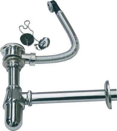 NOFER 13107 Клапан сливной с сифоном и дополнительной трубкой для отверстия от перелива