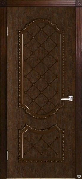 Межкомнатная дверь модель Экстра натуральный шпон дуба Каштан, стекло