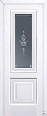 Межкомнатная дверь модель 28U цвет Аляска-Золото, Магнолия-Серебро. Стекло: