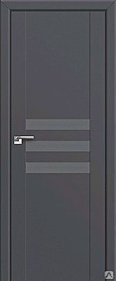 Межкомнатная дверь модель 74U цвет Антрацит. Стекло: Lacobel- серебро