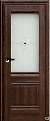 Межкомнатная дверь модель 2Х цвет Эшвайт стекло: сатинат + коричневый Фьюз