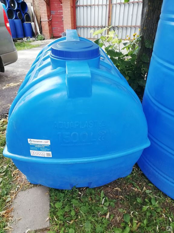 Емкость для воды пластиковая овально-горизонтальная 1500 л синяя Aquaplast 4