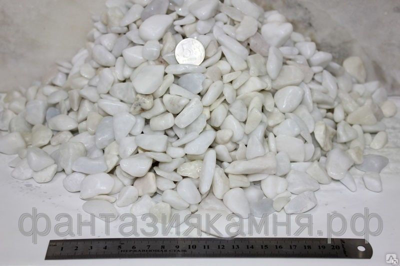 Галька мраморная белая (Байкал), 40-100 мм в мешках (25 кг) 2