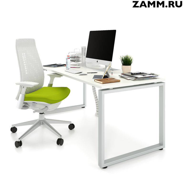 Стол компьютерный/письменный ZAMM Зета ТР Белый Премиум/Металлик. Размер 60