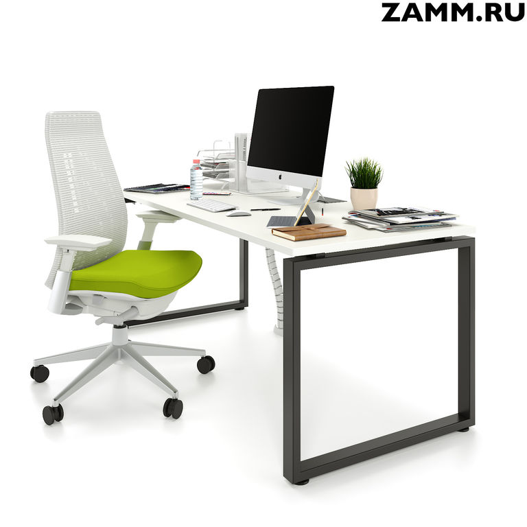Стол компьютерный/письменный ZAMM Зета ТР Белый Премиум/Чёрный. Размер 60х1