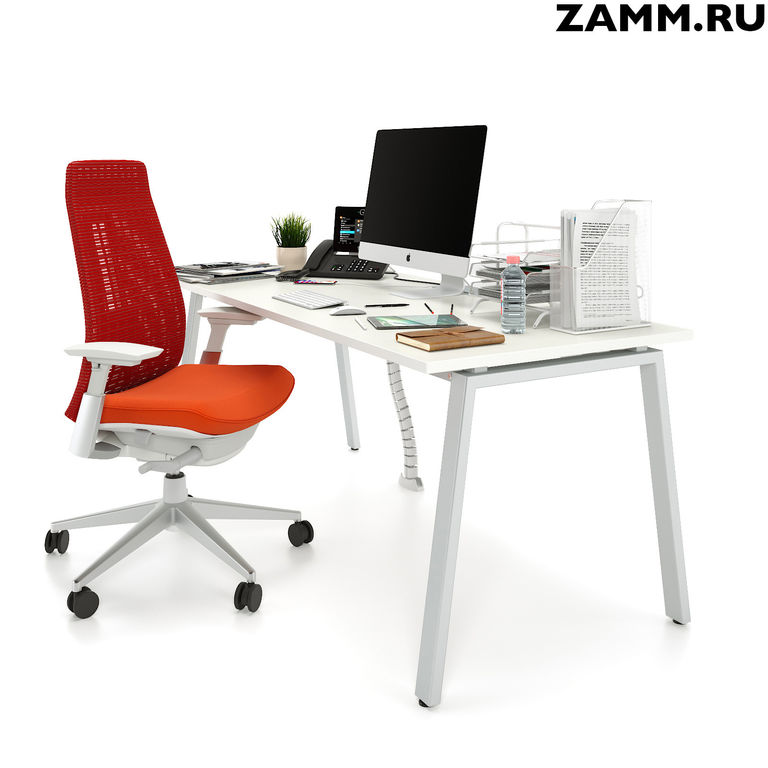 Стол компьютерный/письменный ZAMM Каппа ТР Белый Премиум/Металлик. Размер 8