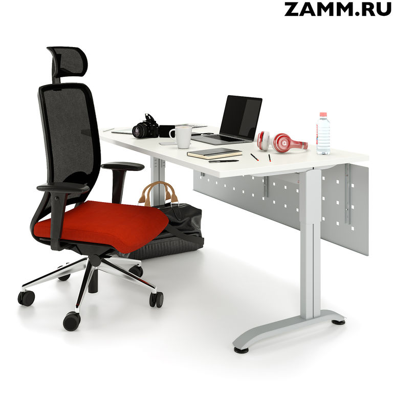 Стол компьютерный/письменный ZAMM Пилот С Белый Премиум/Металлик. Размер 70