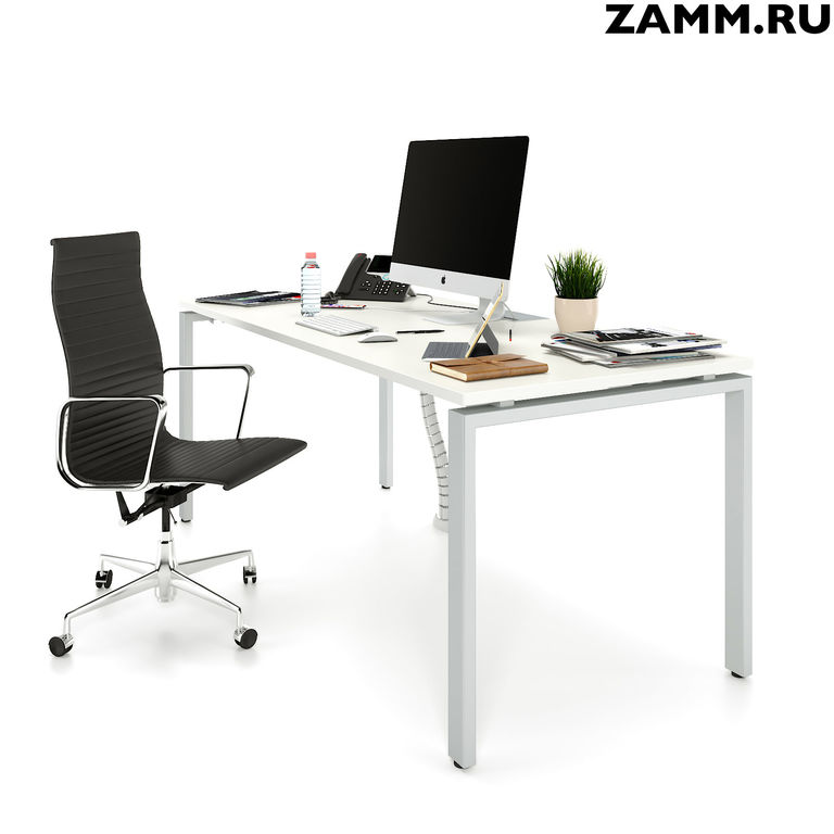 Стол компьютерный/письменный ZAMM Формат ТР Белый Премиум/Металлик. Размер