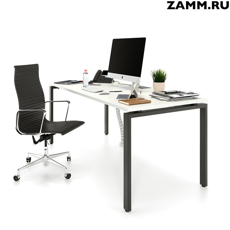 Стол компьютерный/письменный ZAMM Формат ТР Белый Премиум/Чёрный. Размер 80
