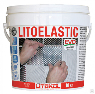 Двухкомпонентный клей для укладки облицовочного материала любого типа LITOKOL LITOELASTIC EVO Белый, класс R2T (10 кг.)