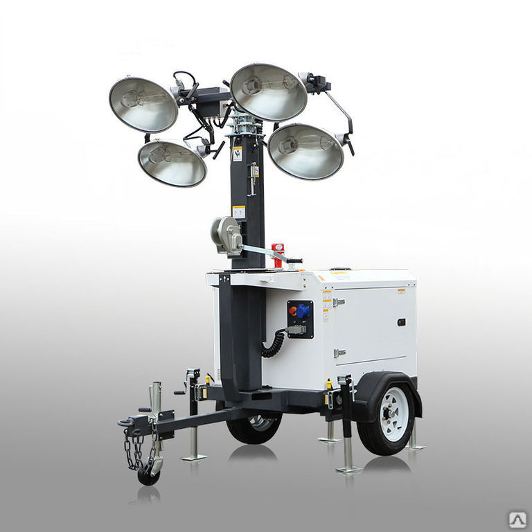 Вышка мобильная осветительная с генератором (Kubota/Perkins) на прицепе VL4K-B, высота 9 метров, S- освещения 4200 кв.м